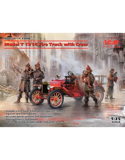 Ford T 1914 Fire Truck with Crew