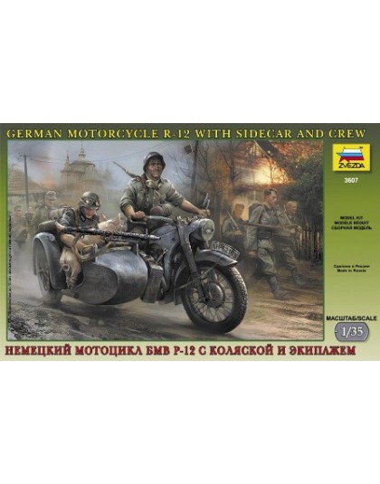 German Motorcycle R-12 with Sidecar and Crew